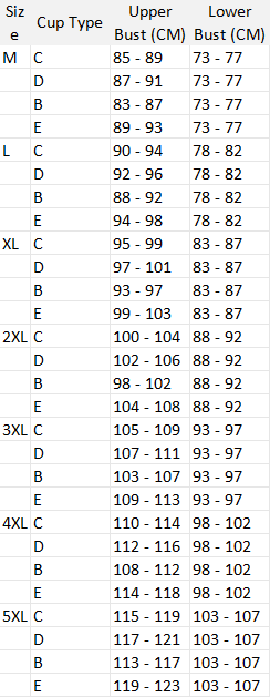 Sizing reference chart