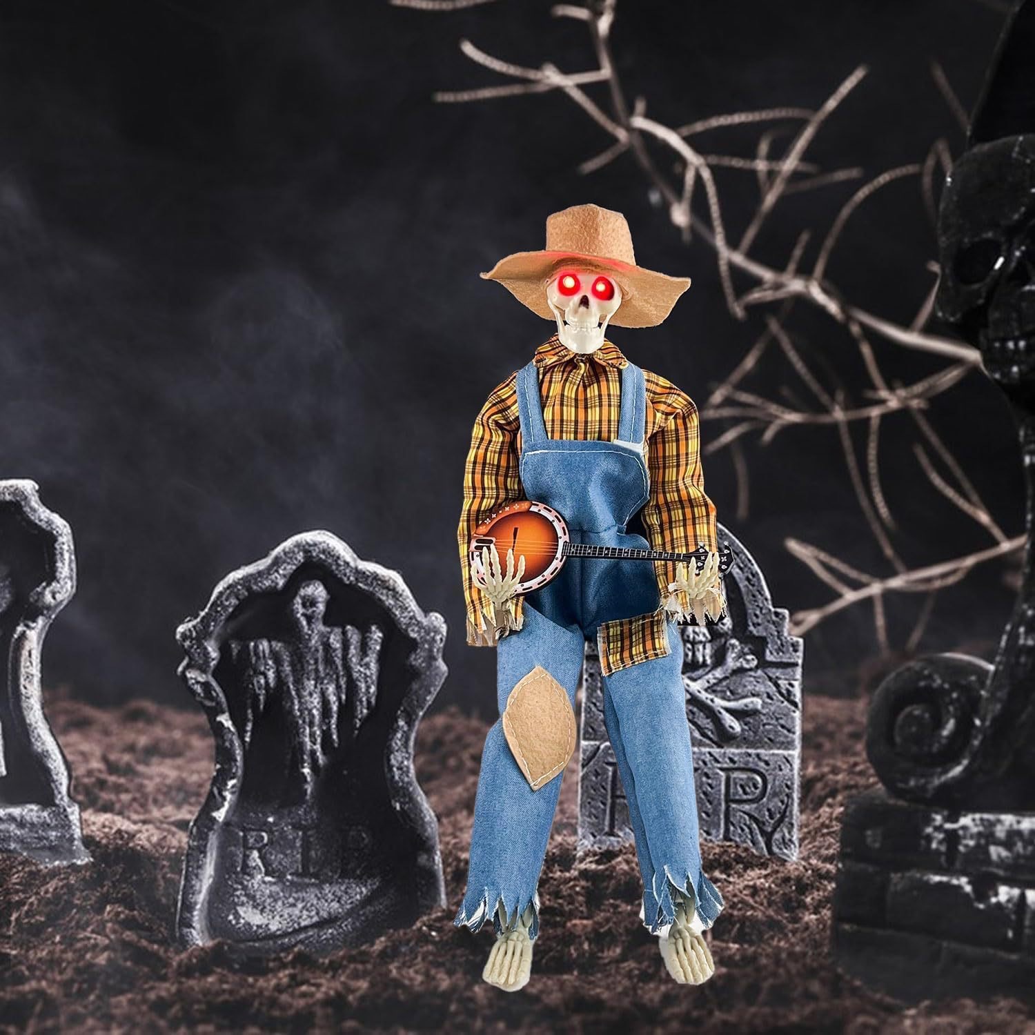 Animated Banjo Skeleton Halloween Decoration - product details