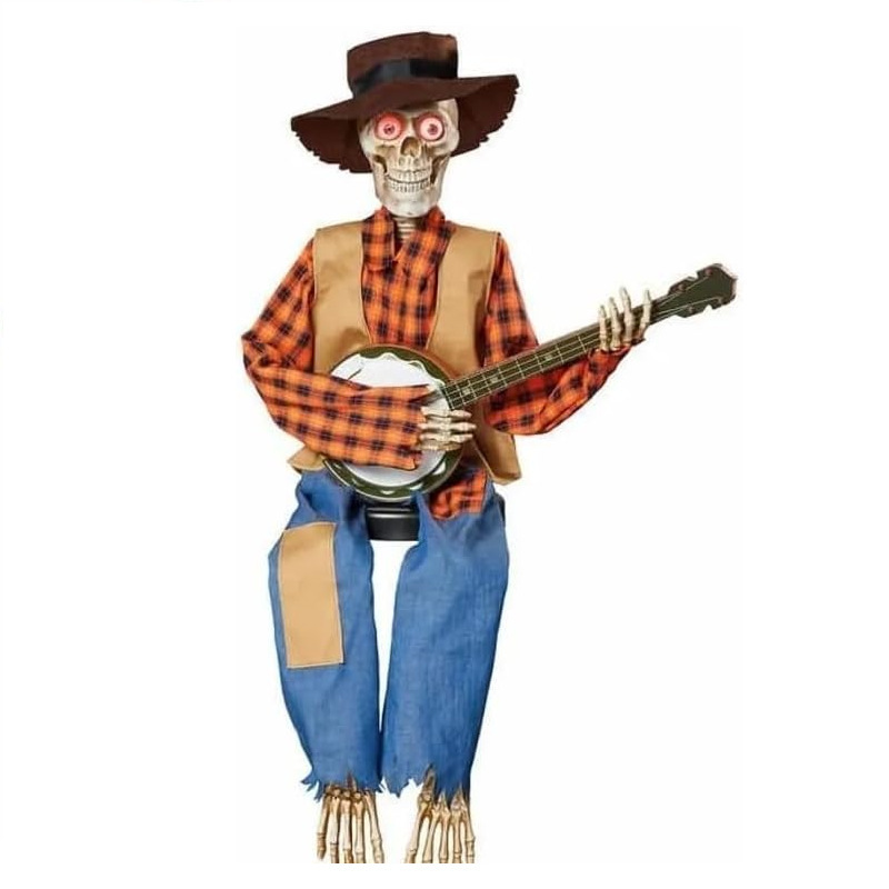 Animated Banjo Skeleton Halloween Decoration - product details