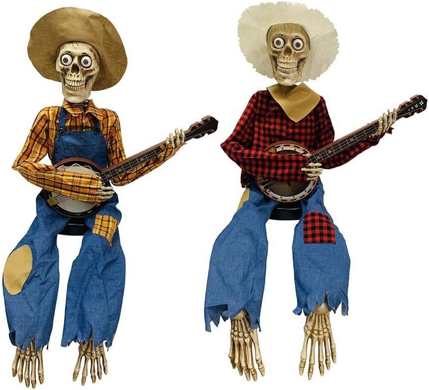 Animated Banjo Skeleton Halloween Decoration - product details