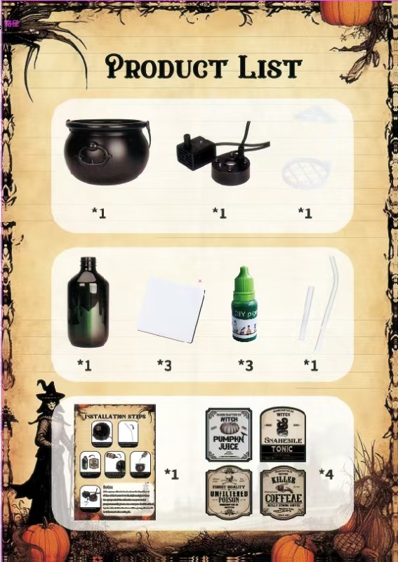 Halloween Flame-Effect Witch Cauldron Decoration - Plastic - product details