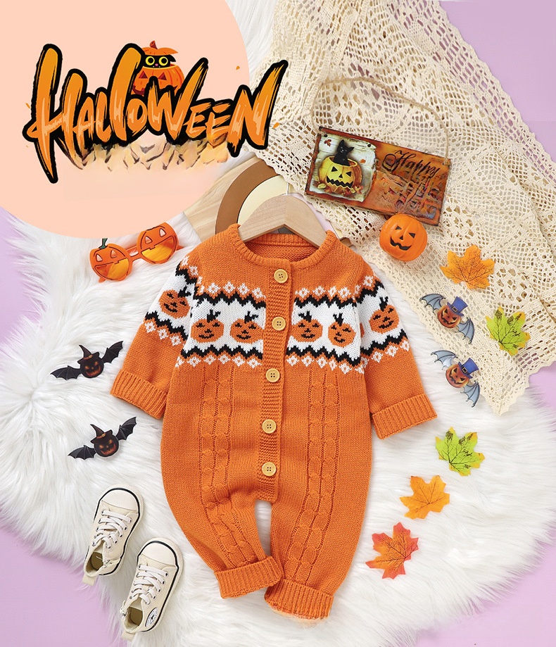 Baby Halloween Knitted One-Piece Jumpsuit - product details