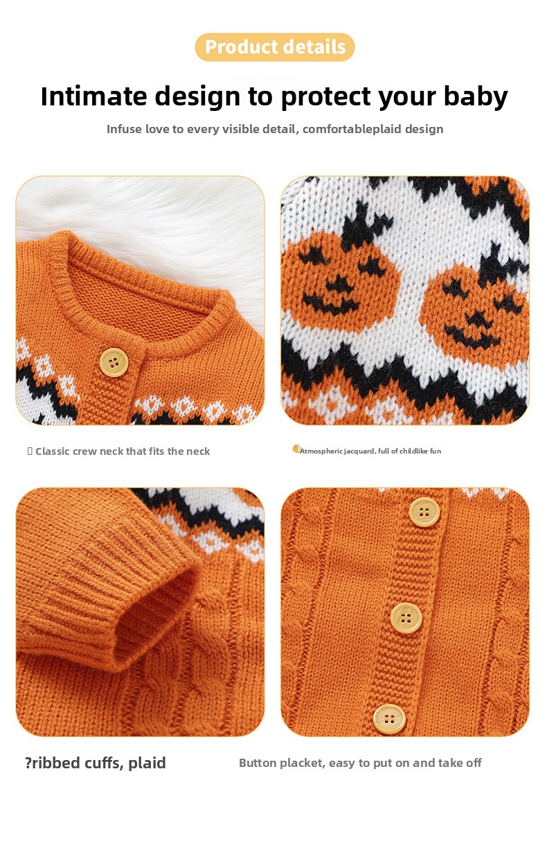 Baby Halloween Knitted One-Piece Jumpsuit - product details
