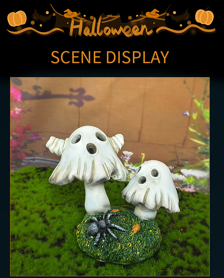 Halloween Ghost Mushroom Resin Decor - product details