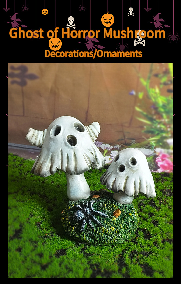 Halloween Ghost Mushroom Resin Decor - product details
