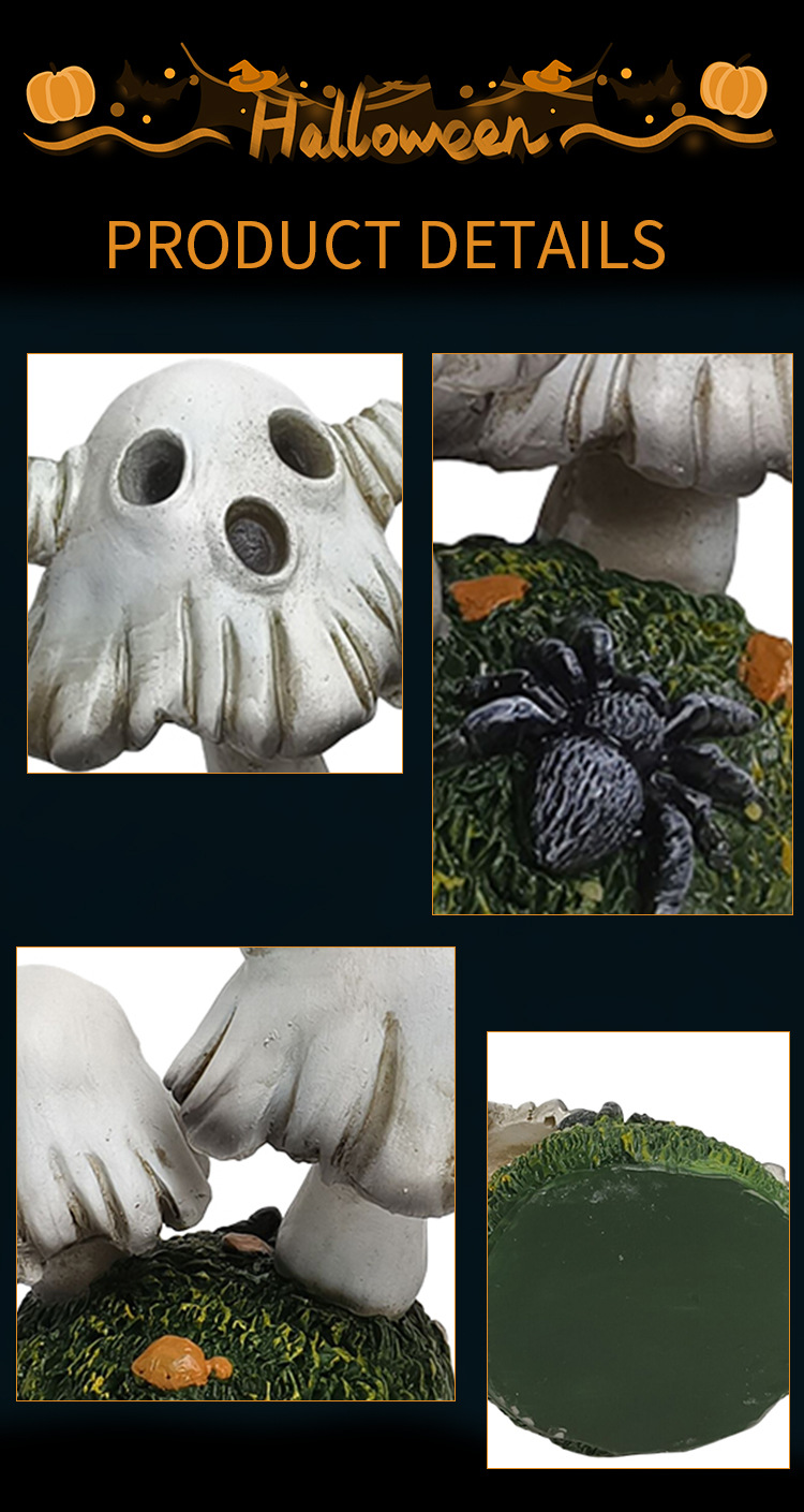 Halloween Ghost Mushroom Resin Decor - product details
