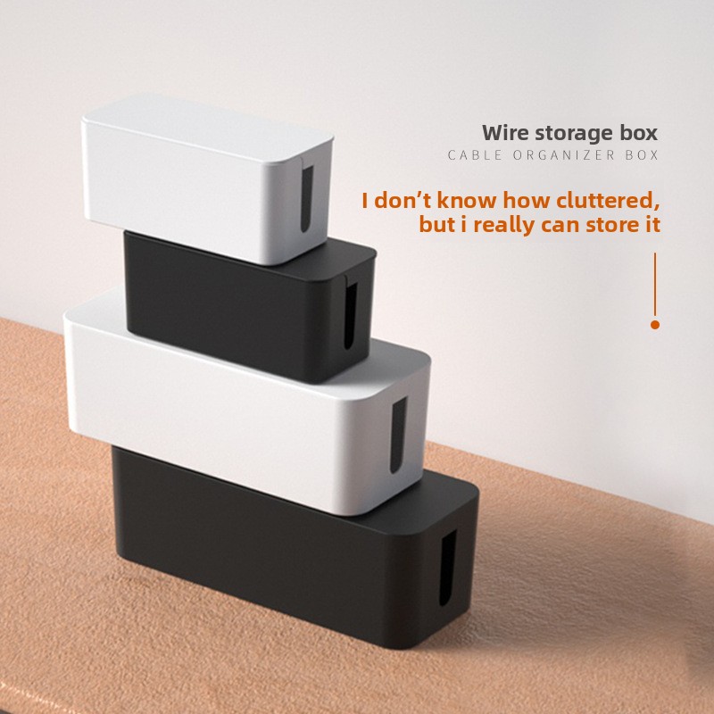 Cable management box with cords inside