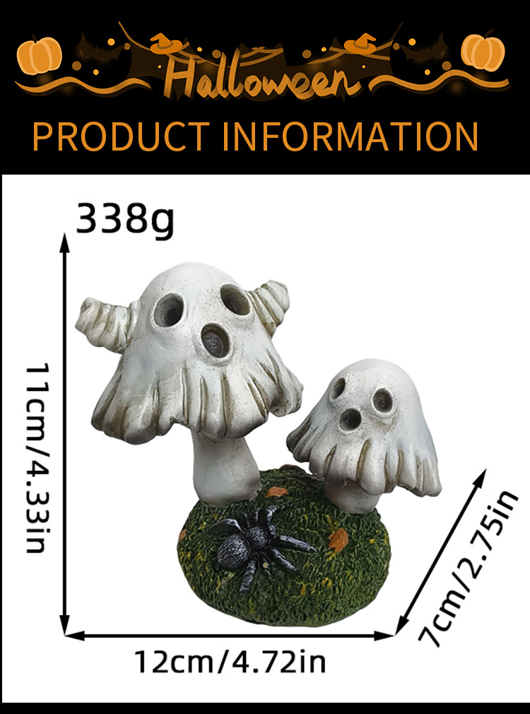 Halloween Ghost Mushroom Resin Decor - product details