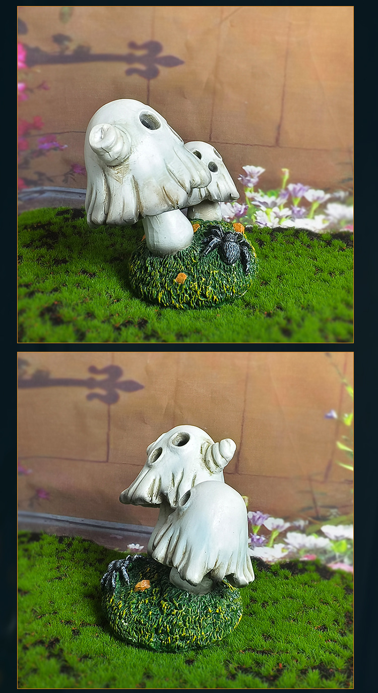 Halloween Ghost Mushroom Resin Decor - product details