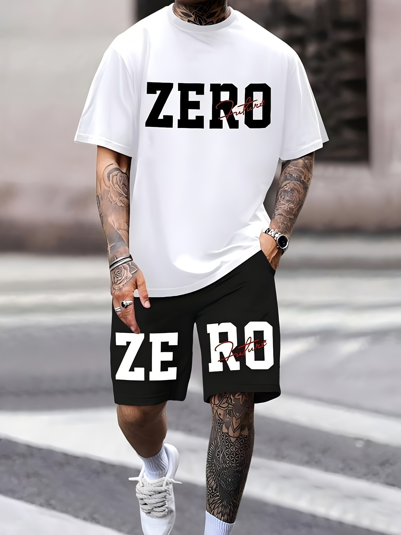 Short-sleeved T-shirt pants loose-fitting