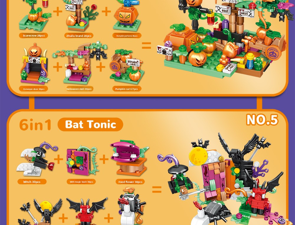 Halloween Pumpkin Haunted House DIY Building Blocks - product details