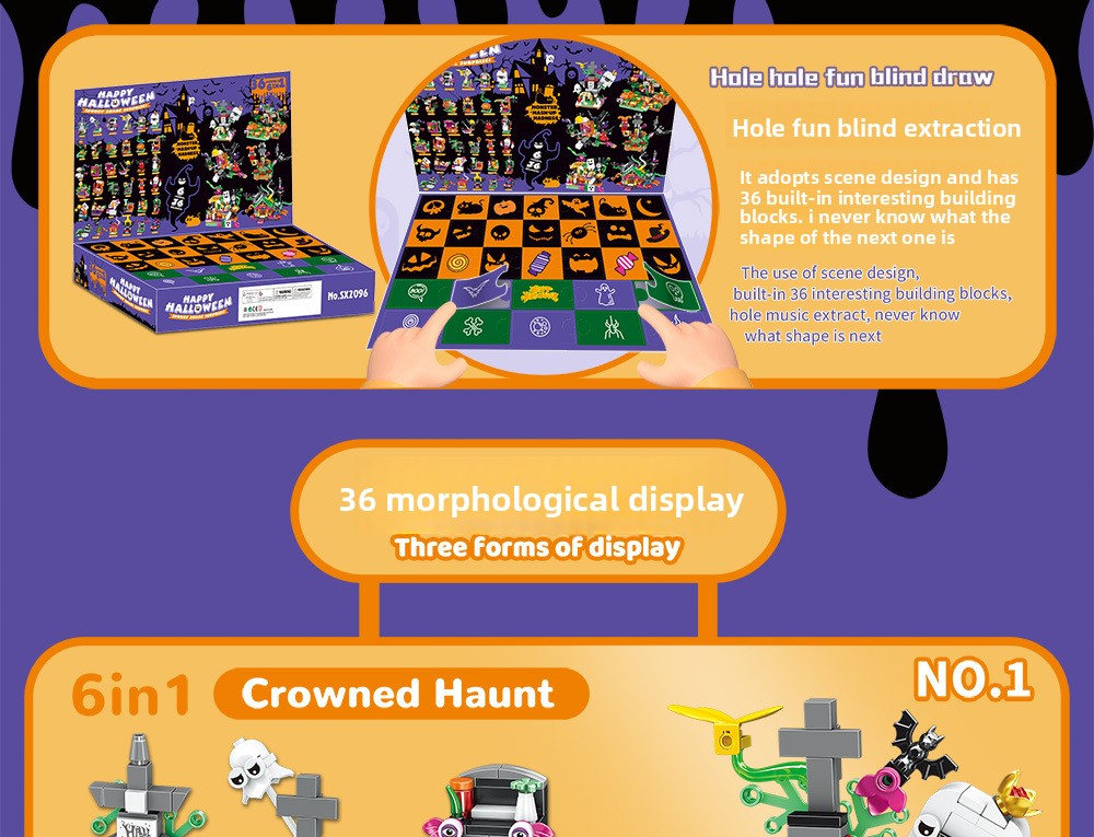 Halloween Pumpkin Haunted House DIY Building Blocks - product details