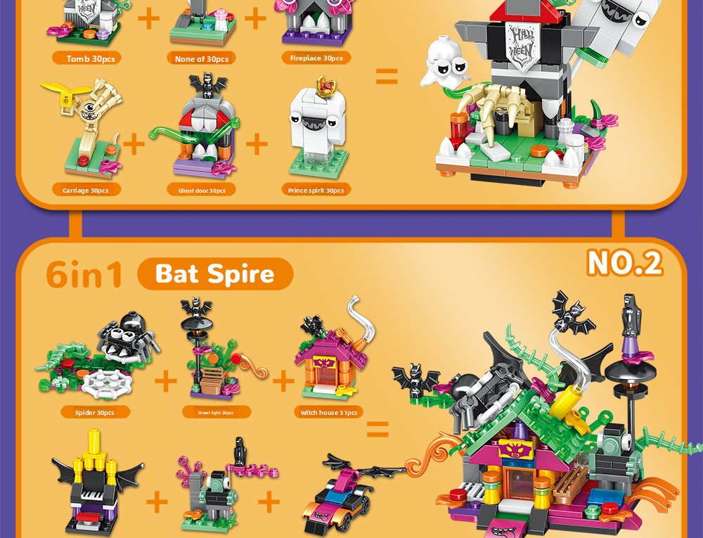 Halloween Pumpkin Haunted House DIY Building Blocks - product details