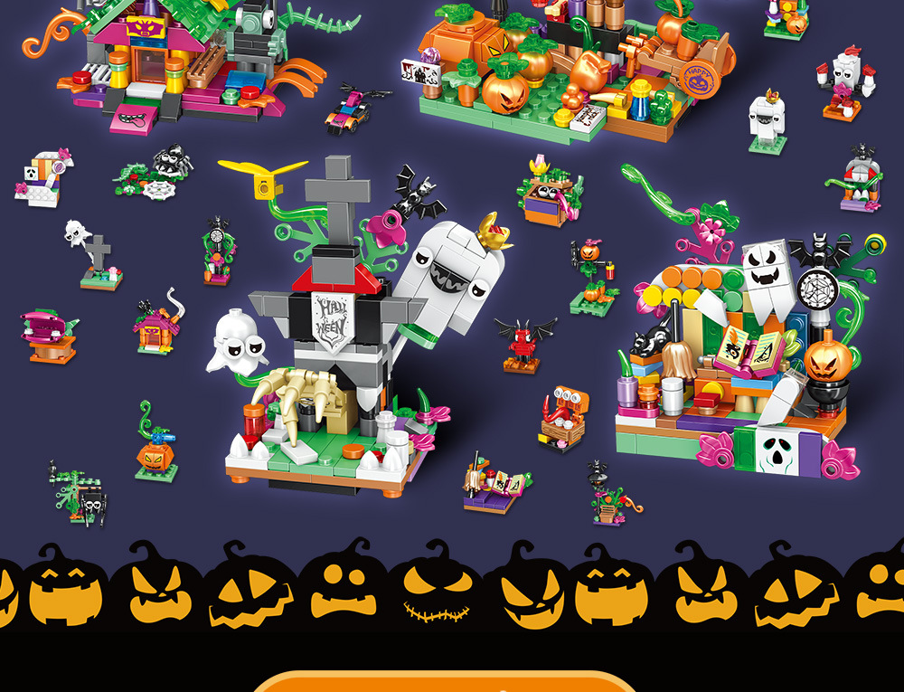 Halloween Pumpkin Haunted House DIY Building Blocks - product details