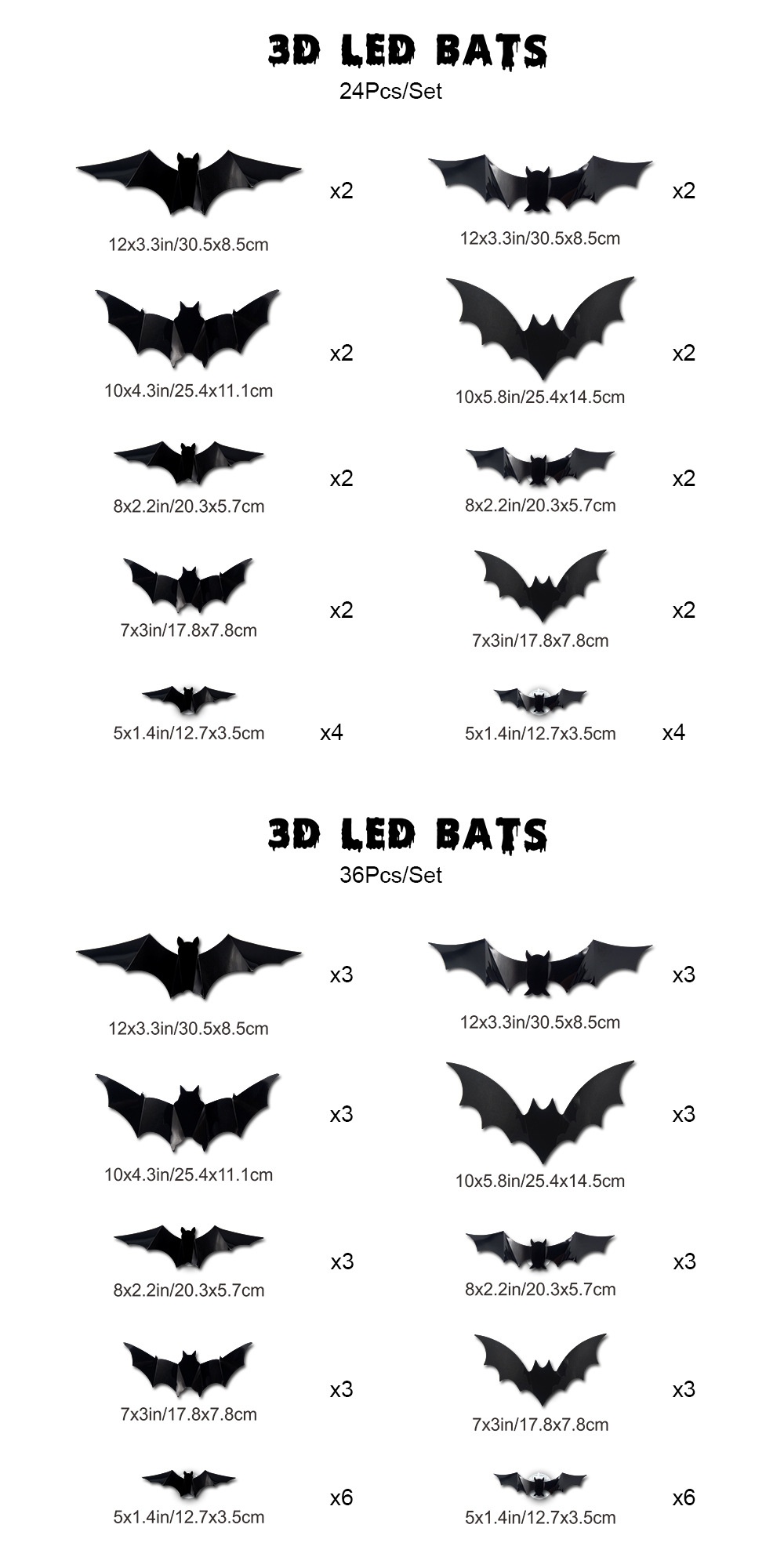 Halloween LED Glow Bat Wall Stickers - product details