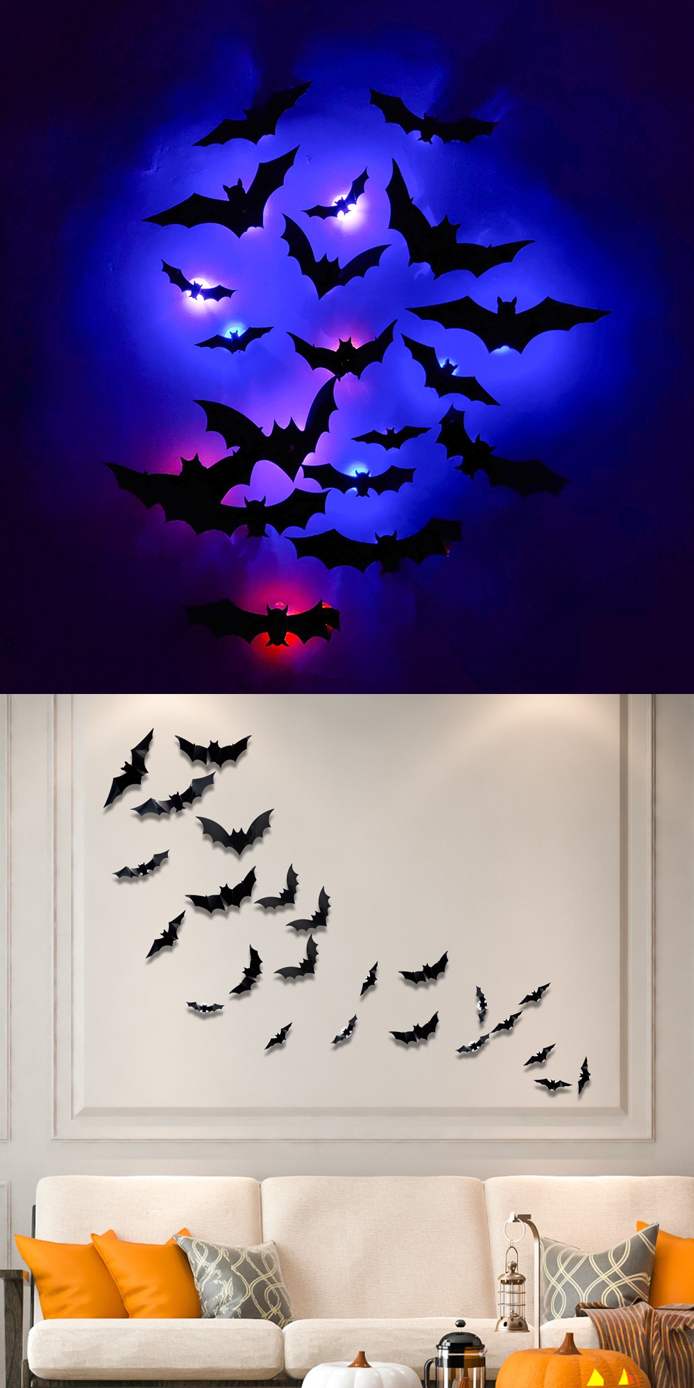 Halloween LED Glow Bat Wall Stickers - product details