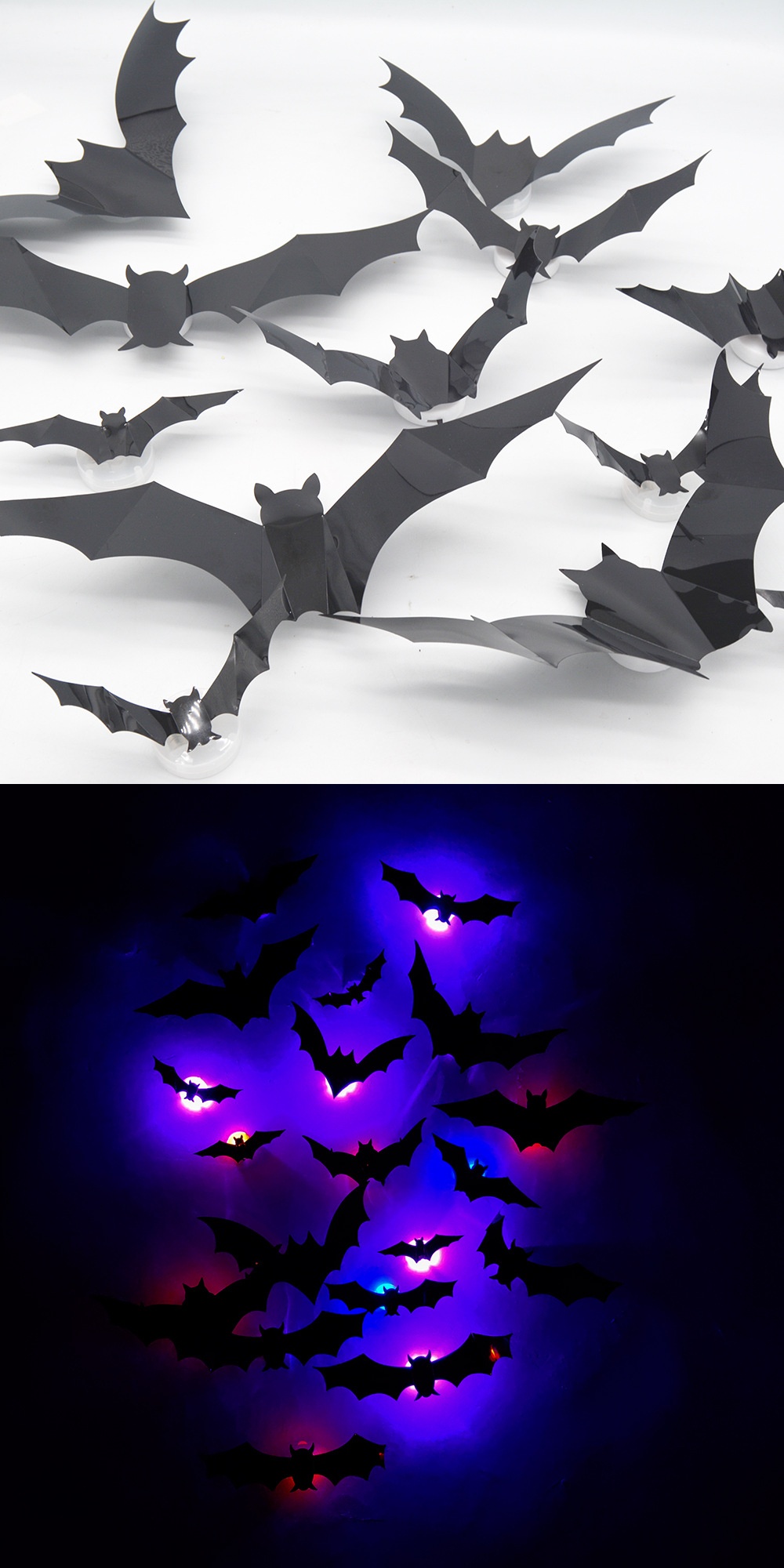 Halloween LED Glow Bat Wall Stickers - product details