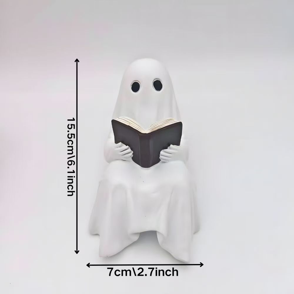Halloween Ghost Reading Statue - Resin - product details