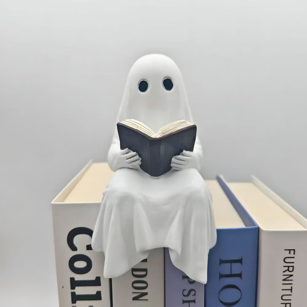 Halloween Ghost Reading Statue - Resin - product details