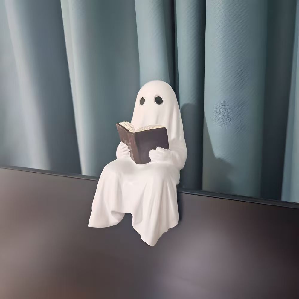 Halloween Ghost Reading Statue - Resin - product details