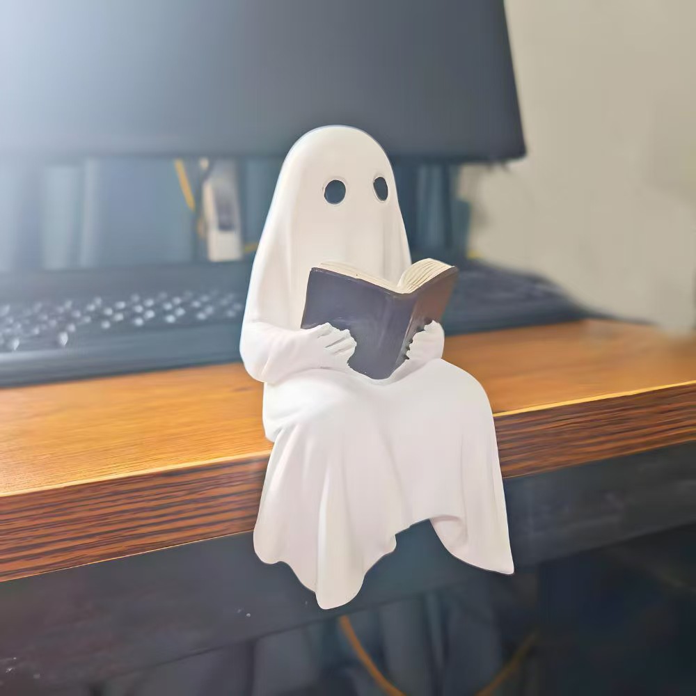 Halloween Ghost Reading Statue - Resin - product details