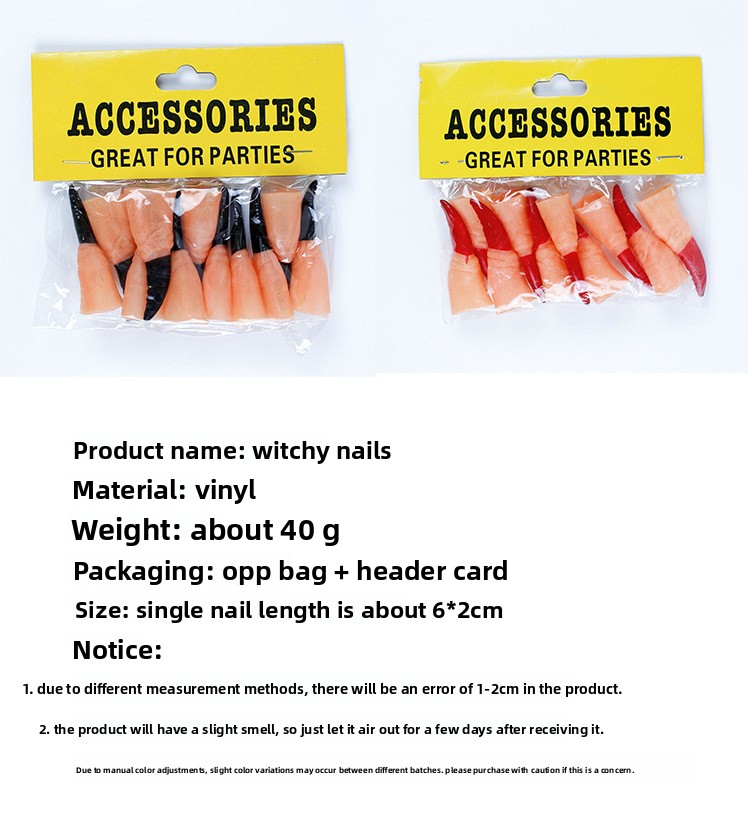 Halloween Witch Nail and Zombie Finger Costume Props - Vinyl - product details