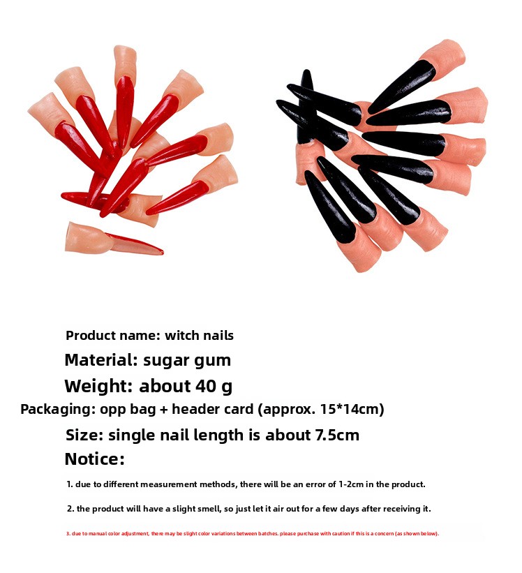 Halloween Witch Nail and Zombie Finger Costume Props - Vinyl - product details