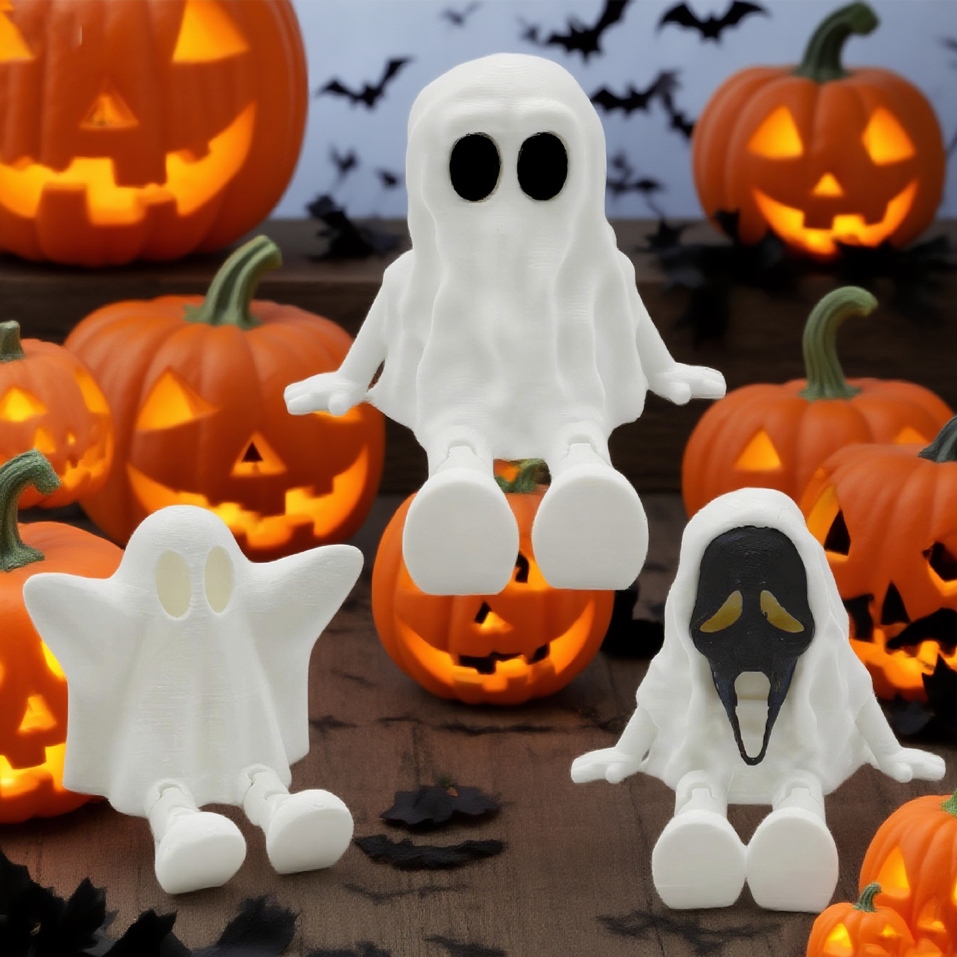 Halloween 3D Printed Articulated Ghost Figure - Plastic - product details