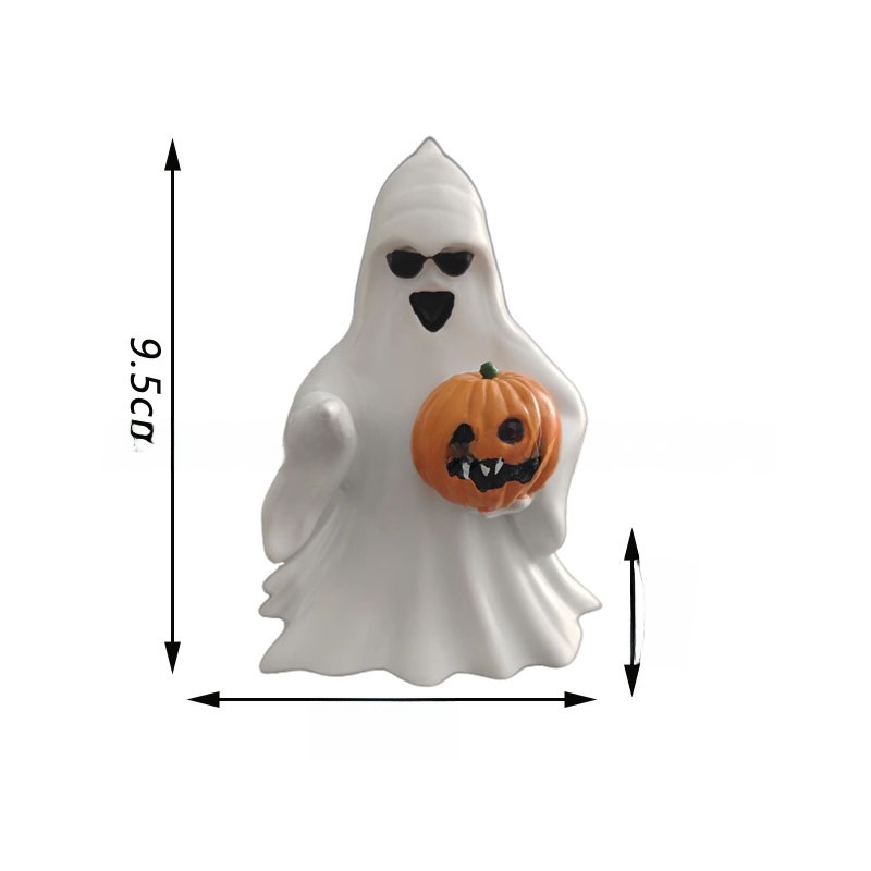 Halloween Resin Ghost Figurine - Pumpkin and Middle Finger Designs - product details
