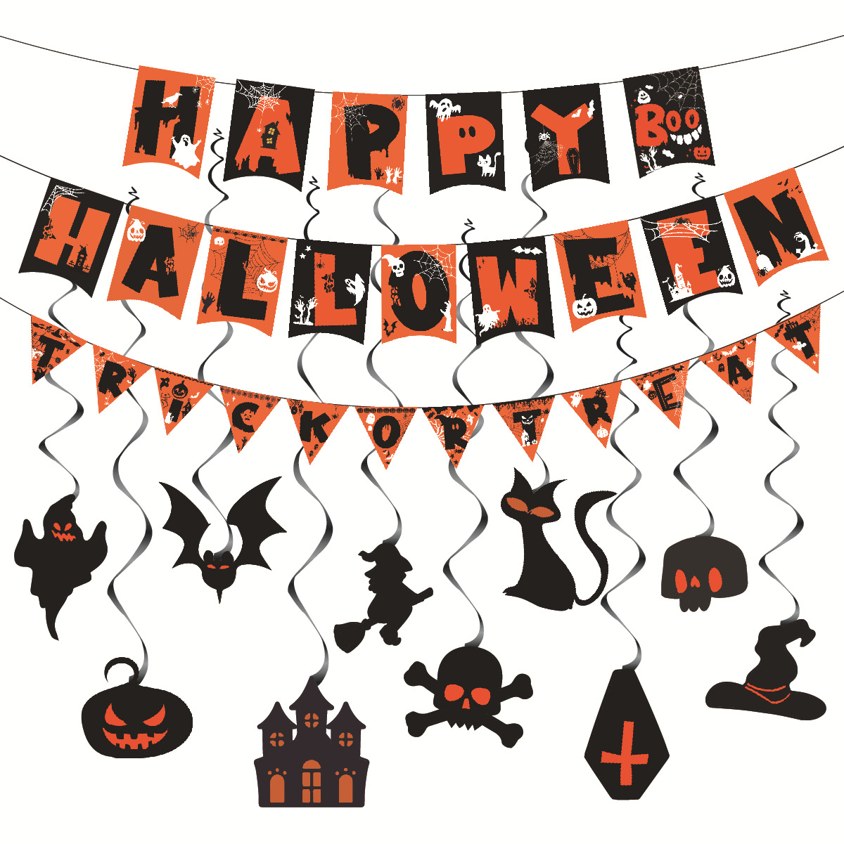 Halloween Honeycomb Hanging Decorations - Witch and Spider Designs - product details