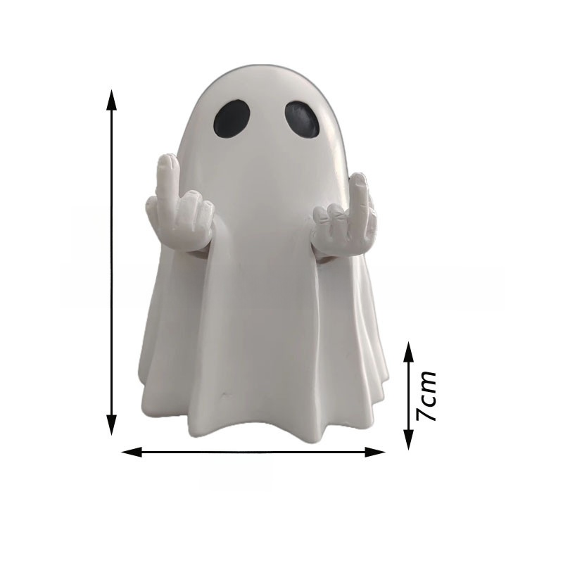 Halloween Resin Ghost Figurine - Pumpkin and Middle Finger Designs - product details