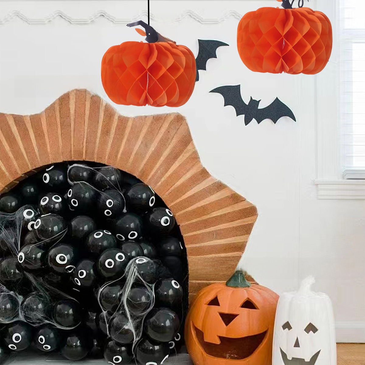 Halloween Honeycomb Hanging Decorations - Witch and Spider Designs - product details