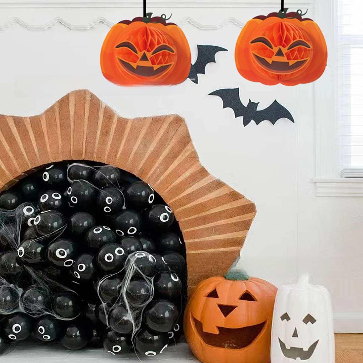 Halloween Honeycomb Hanging Decorations - Witch and Spider Designs - product details