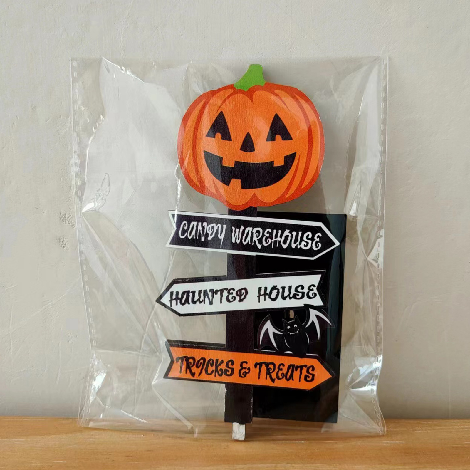 Halloween Wooden Pumpkin and Ghost Tabletop Ornaments - product details