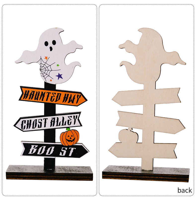 Halloween Wooden Pumpkin and Ghost Tabletop Ornaments - product details