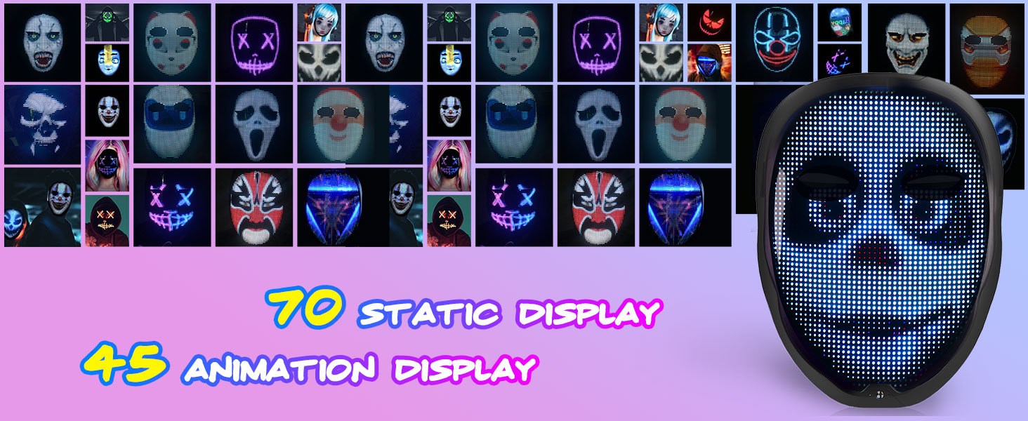 Halloween Bluetooth Gesture-Controlled LED Mask - Plastic - product details