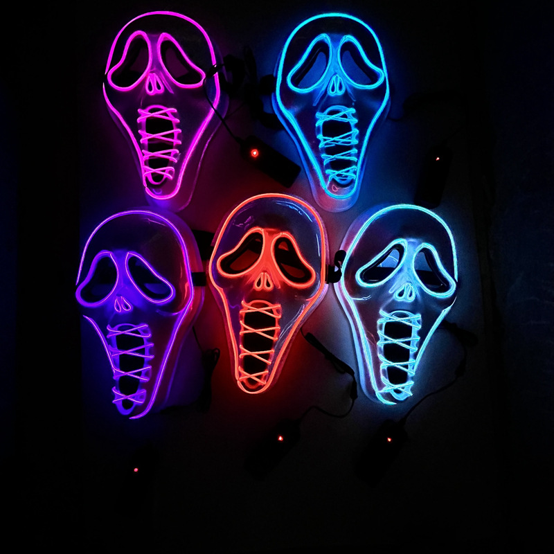 LED Glow Horror Scream Mask for Halloween - Plastic - product details