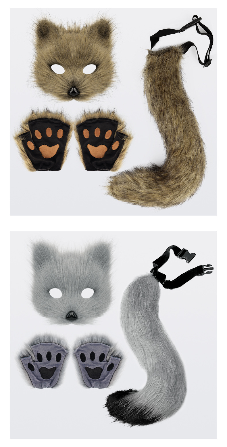 Halloween Plush Animal Cosplay Mask, Gloves and Tail Accessories - product details