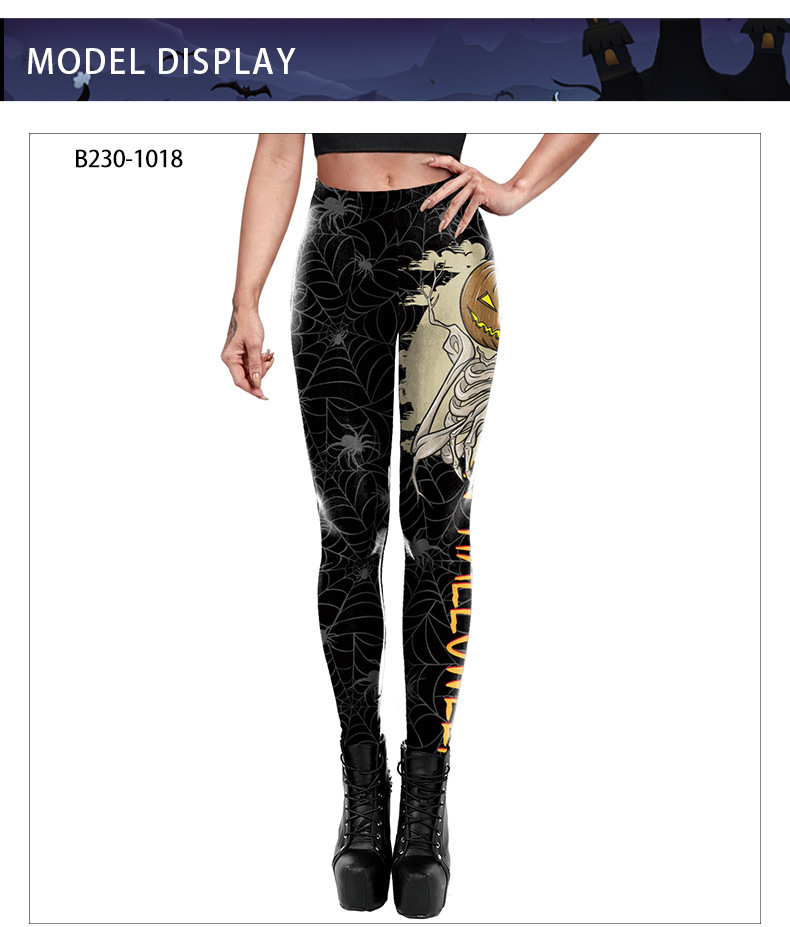 Halloween Spider Web Printed Yoga Pants - product details