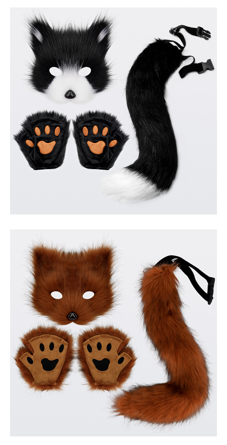 Halloween Plush Animal Cosplay Mask, Gloves and Tail Accessories - product details