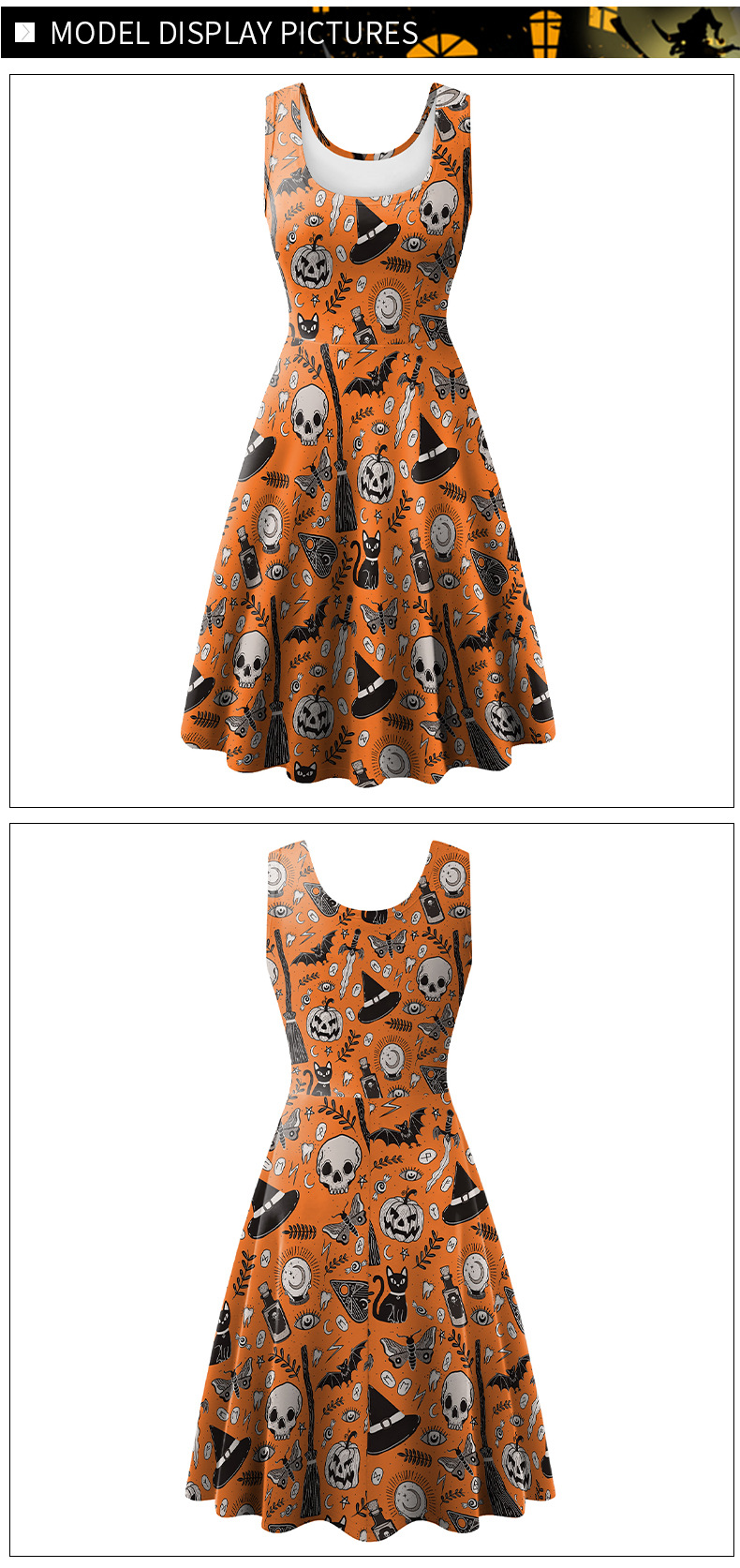 Halloween Sleeveless Printed Dress - product details