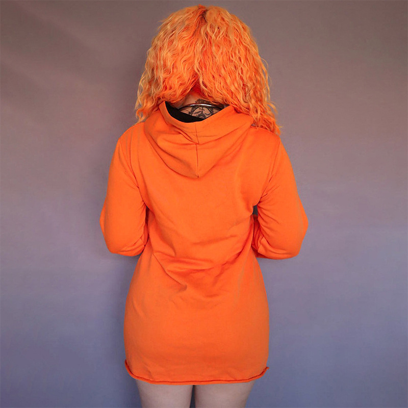 Halloween Pumpkin Print Hooded Dress - product details