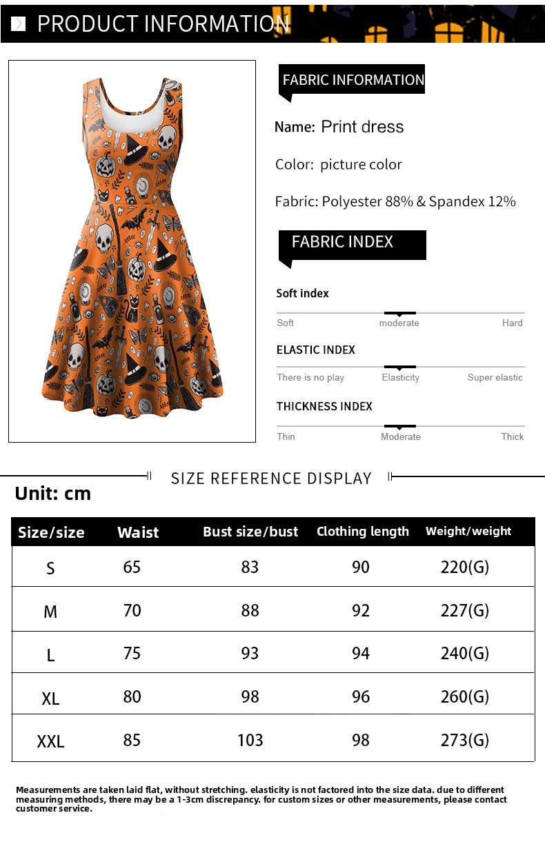 Halloween Sleeveless Printed Dress - product details
