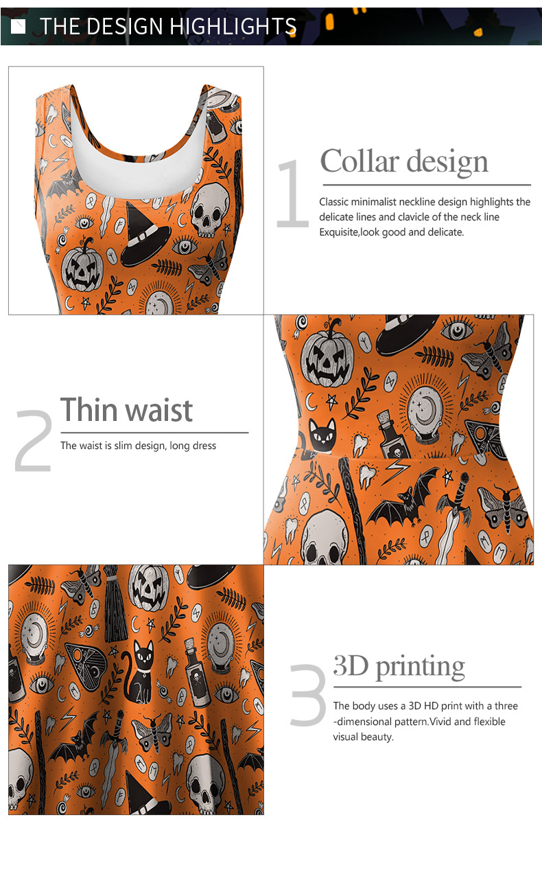 Halloween Sleeveless Printed Dress - product details