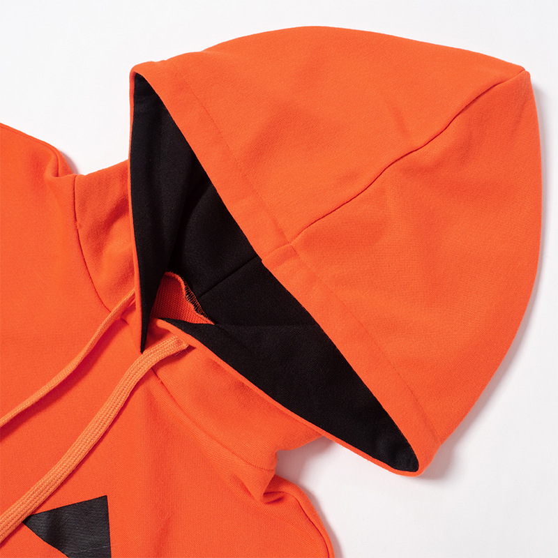 Halloween Pumpkin Print Hooded Dress - product details