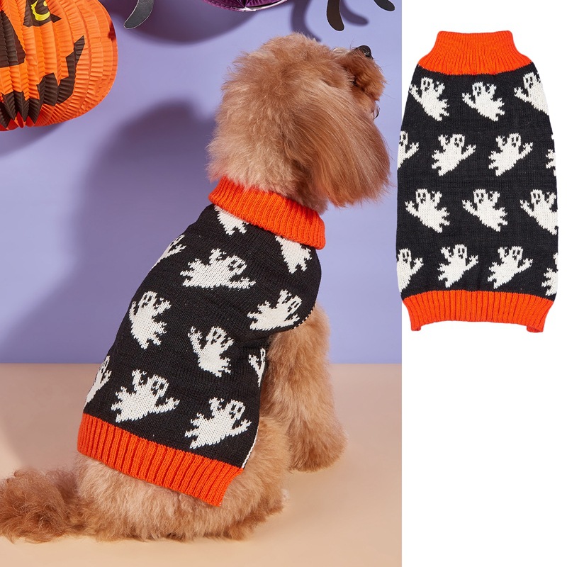 Halloween Pumpkin Knit Pet Sweater - Acrylic - product details