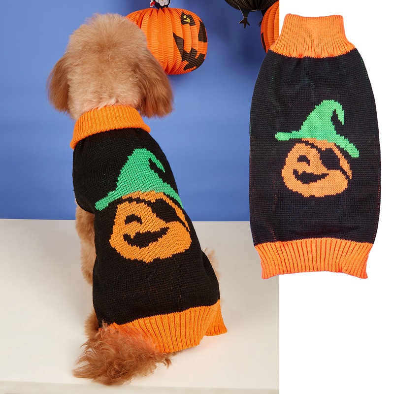 Halloween Pumpkin Knit Pet Sweater - Acrylic - product details