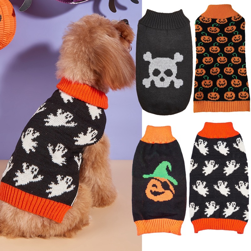 Halloween Pumpkin Knit Pet Sweater - Acrylic - product details