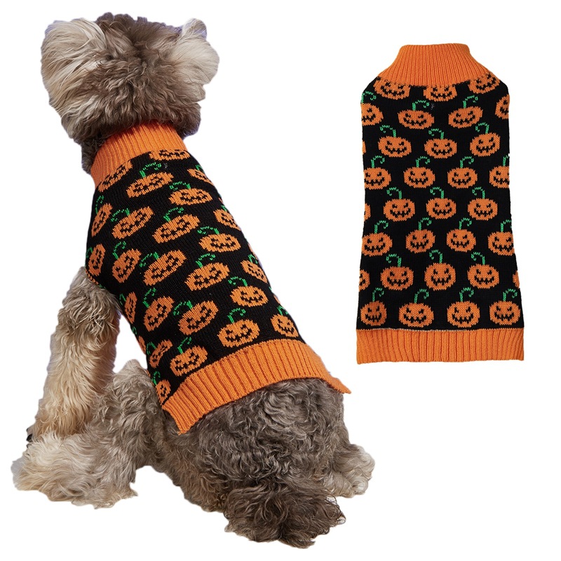 Halloween Pumpkin Knit Pet Sweater - Acrylic - product details