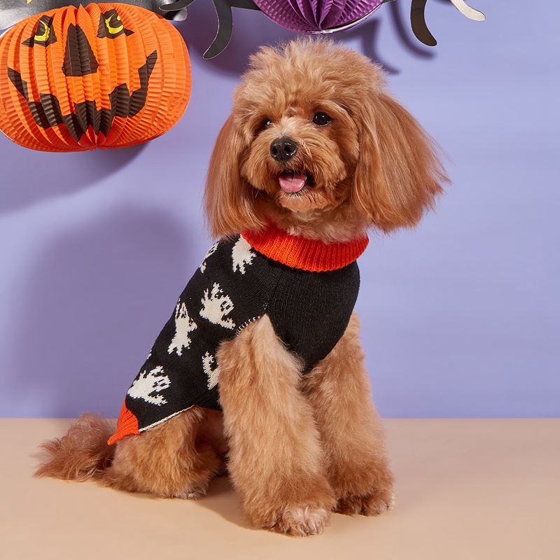 Halloween Pumpkin Knit Pet Sweater - Acrylic - product details